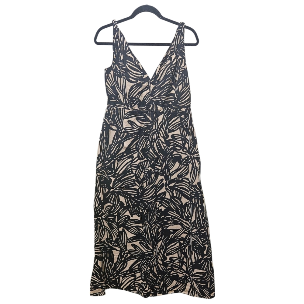 GAP Black and Cream Patterned Midi Dress